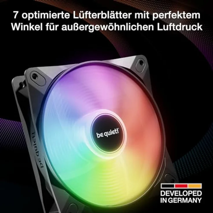 be quiet! Light Wings LX 120mm PWM Reverse Black Lüfter, 7 optimierte Lüfterblätter, außergewöhnlicher Luftdruck, ARGB-Beleuchtung – Bild 2