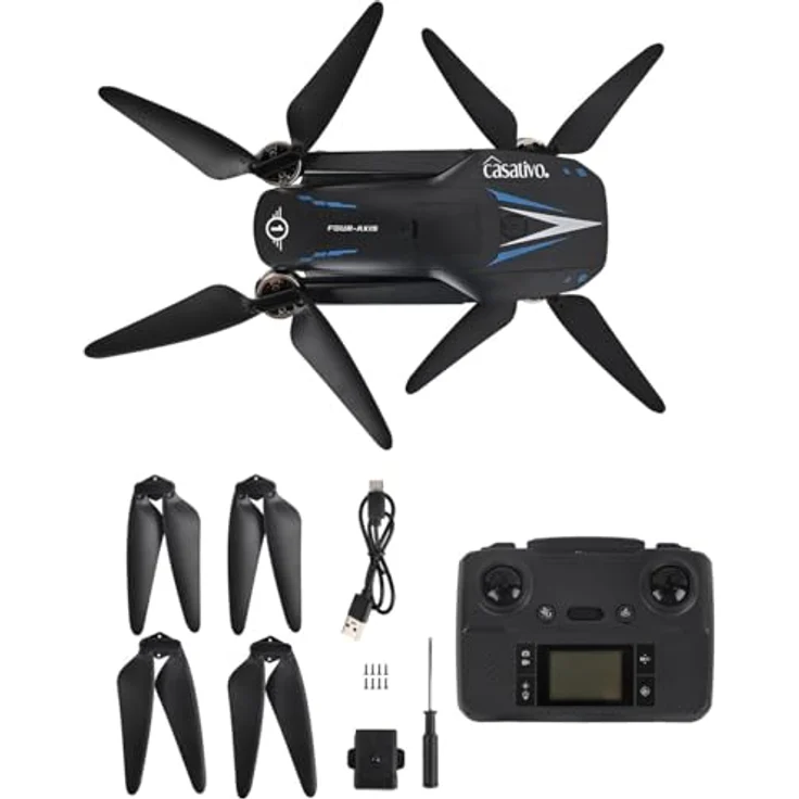 Casativo Profi GPS-Drohne, Full-HD-Kamera mit 3-Achsen-Gimbal, 800m Reichweite, Follow-Me-Modus, Live View, inkl. 4 Ersatzrotoren – Bild 7
