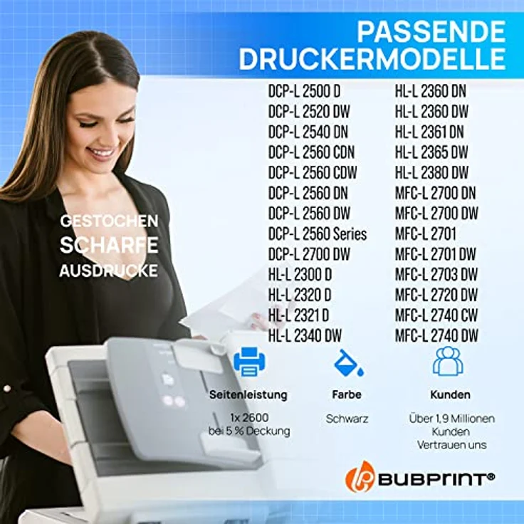 Bubprint Toner kompatibel mit Brother TN-2320 TN-2310, Schwarz, hohe Druckqualität und einfache Handhabung – Bild 2
