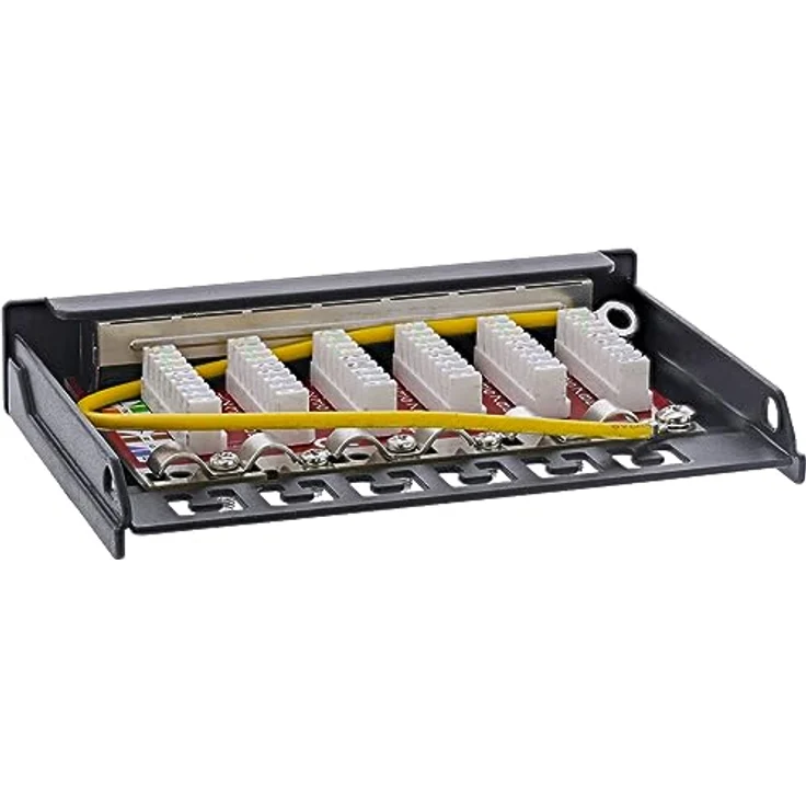 InLine® Patchfeld Cat.6A 0,5HE 6-Fach, für Tisch/Wand/Hutschiene, mit Staubschutz, schwarz – Bild 4