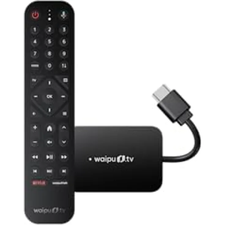 waipu.tv waipu.tv Stick (2. Generation) | 4K HDR Streaming mit Dolby Atmos, Fernbedienung mit Beleuchtung, 3 Monate Zugang zu 300 TV-Sendern & 40.000 Filmen und Serien