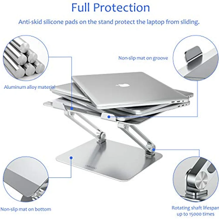 Nillkin Laptop-Ständer, verstellbare Aluminium-Tischhalterung für MacBook und andere Notebooks, ergonomisches Design, Silikon-Pads, schwarz – Bild 5