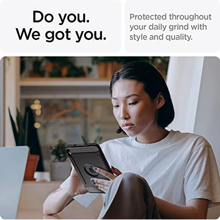 Spigen Rugged Armor Hülle für iPad Mini 6. Generation 2021 - Schwarz, Zeitlose Kohlefaserstruktur mit taschenfreundlichem Schutz - Preisvergleich – Bild 4