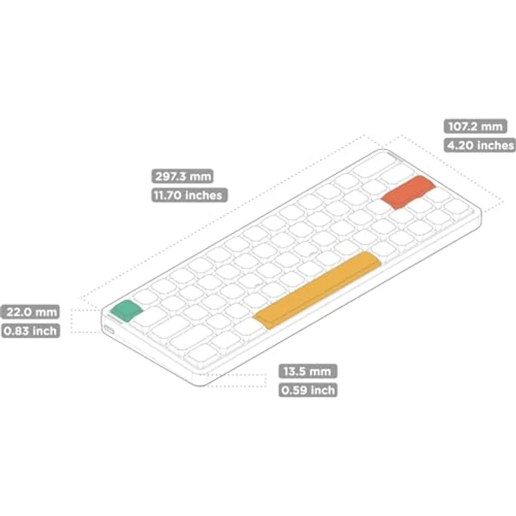 nuphy Air60 V2 Tragbar Mechanische kabellose Mini-Tastatur mit Beleuchtung, unterstützt QMK/VIA, Bluetooth 5.1/2.4GHz/(USB-C), Grey Gateron Cowberry Switch – Bild 3