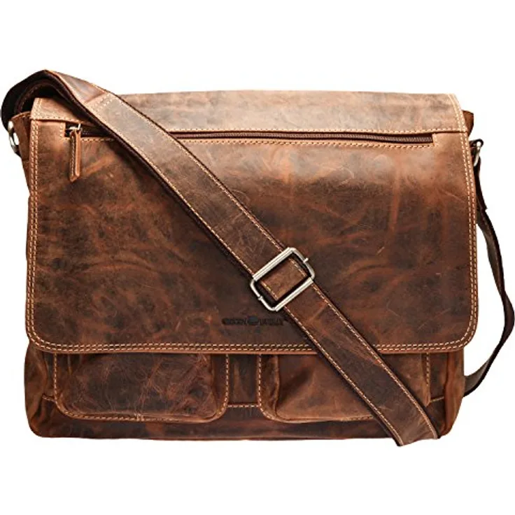 Greenburry Vintage Messenger Tasche, 35 cm, aus 100% Leder, braun