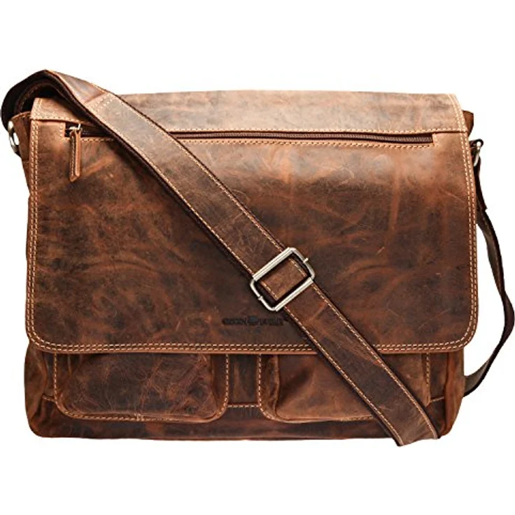 Greenburry Vintage Messenger Tasche, 35 cm, aus 100% Leder, braun – Bild 1