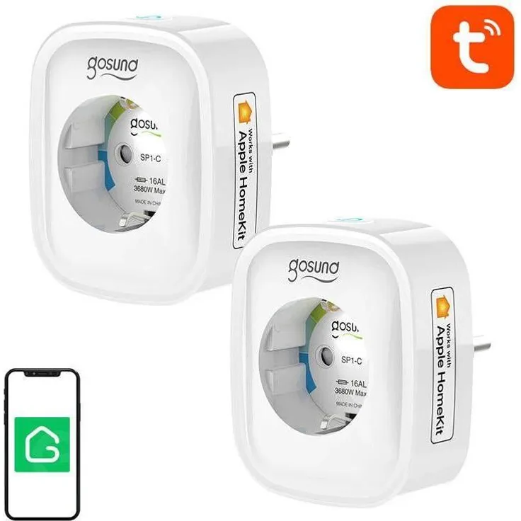 Gosund SP1-H Smart Plug, 2er Pack WiFi Steckdosen mit Apple HomeKit Unterstützung