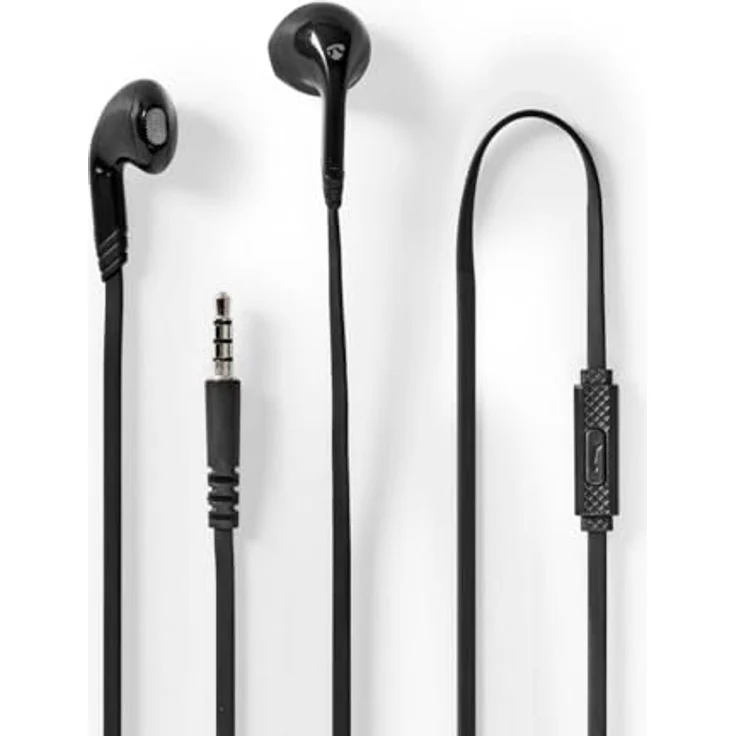 NEDIS Kopfhörer mit Kabel | 3.5 mm | Seillänge: 1.20 m | Eingebautes Mikro | Schwarz – Bild 2