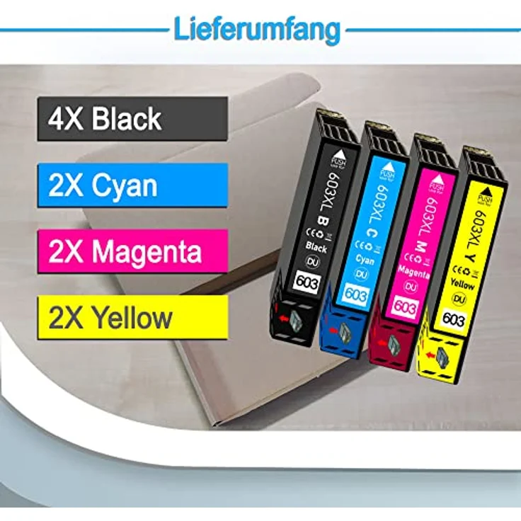 Druckerparadies 603XL Druckerpatronen 10er Multipack, kompatibel mit Epson-Druckern, 4x Schwarz, 2x Cyan, 2x Magenta, 2x Gelb – Bild 2