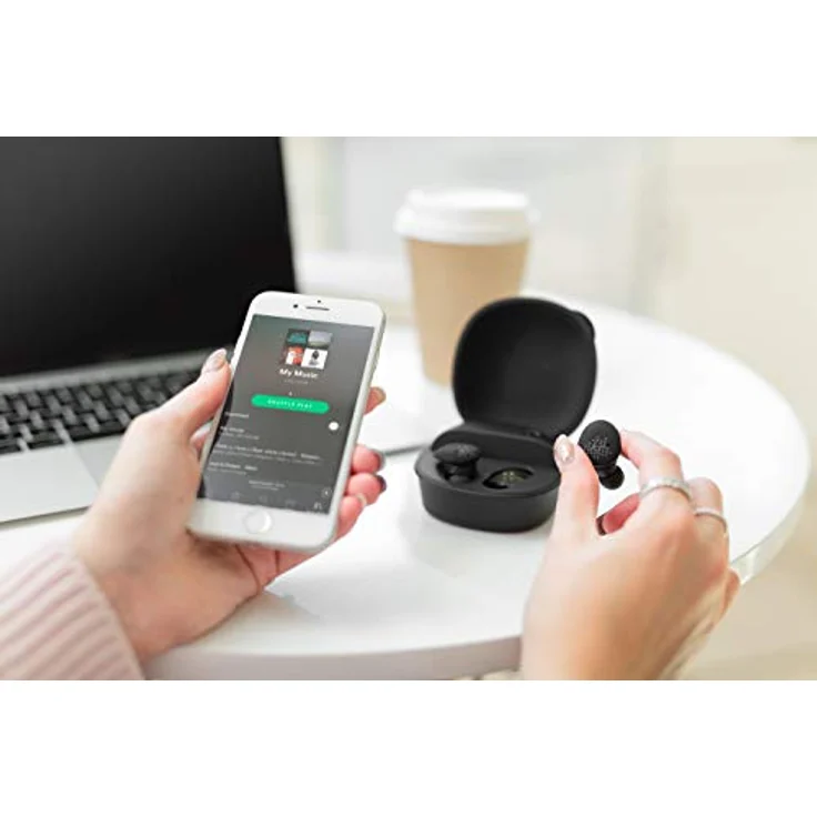 KitSound KSDISTWSBK ''District Echte'' drahtlose Bluetooth-Ohrhörer mit Drahtlos-Ladestab und Powerbank Schwarz – Bild 8