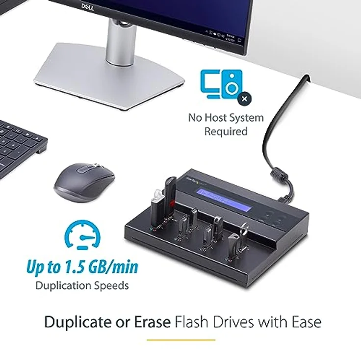 StarTech.com 1:7 USB Stick Klonstation und Löscher, Kopierer für mehrere USB Laufwerke, System and File und Sector-by-Sector Kopieren, 1,5 GB/min, Single und 3-Pass Löschen, LCD Display (USBDUP17) – Bild 2