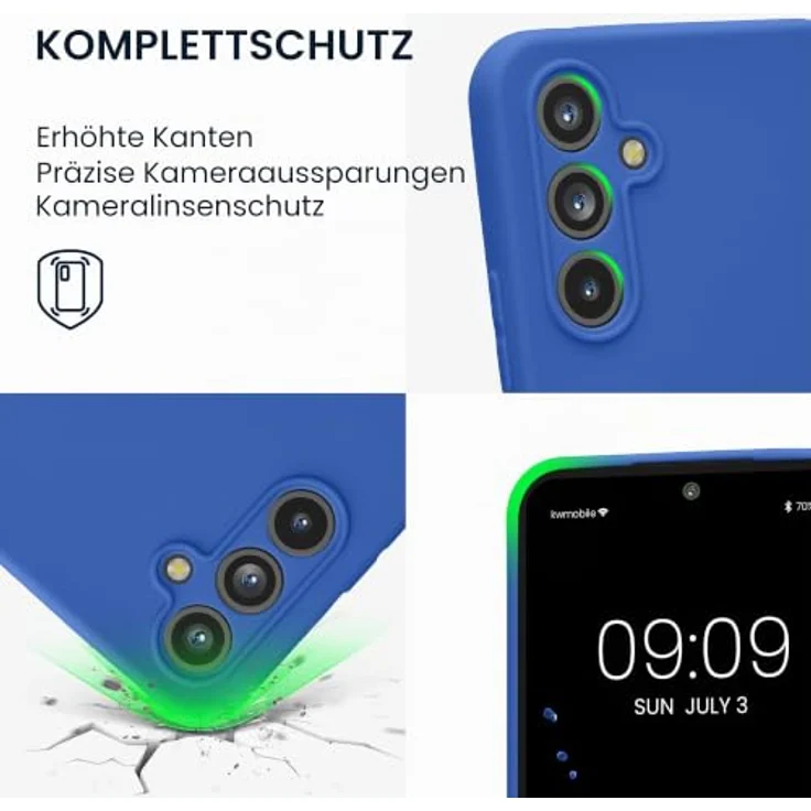 kwmobile Handyhülle für Samsung Galaxy A54 5G - flexibles TPU Silikon Case in Baltik Blau, reißfest und rutschfest mit präzisen Ausschnitten für Kamera und Anschlüsse – Bild 3