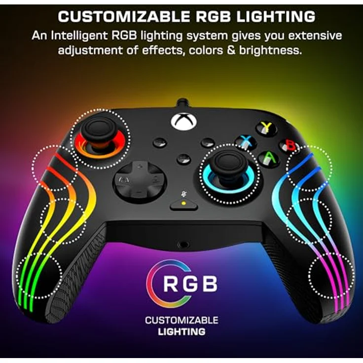 Turtle Beach Afterglow Wave Wired Controller, Gaming Controller mit dreistufig einstellbaren Hall-Effekt-Abzügen und RGB-Beleuchtung, Schwarz – Bild 4