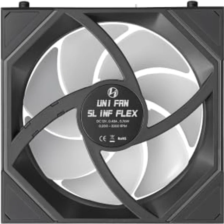 Lian Li UNI FAN SL-INF FLEX Wireless Lüfter, ARGB - Reverse Blade, 120mm, schwarz, 3er-Pack mit Controller und Daisy-Chain-System – Bild 6