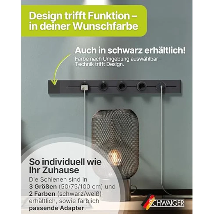 Schwaiger MSLW1000 Stromschiene, modulare Steckdosenleiste, 100 cm, Weiß, VDE-zertifiziert – Bild 10