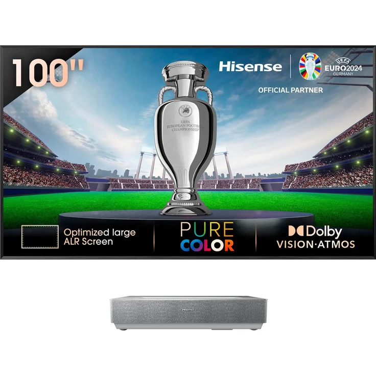 Hisense 100L5HD Daylight Screen 100 Zoll Laser TV Projektor - 4K, HDR, Game Mode, Dolby Atmos (silber) – Bild 1