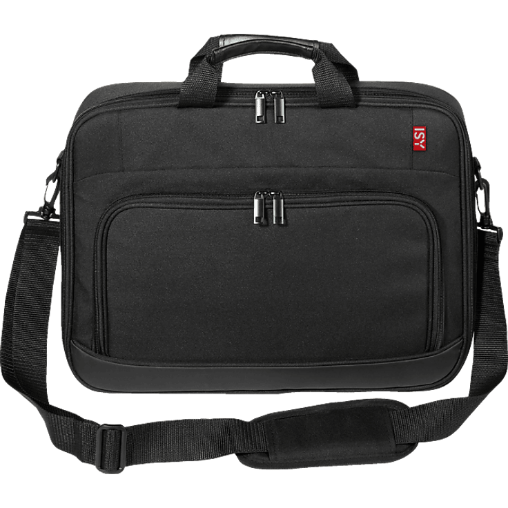 ISY INB-1002-1 Notebooktasche Umhängetasche aus robustem Polyester, spritzwassergeschützt, Schwarz, für Laptops bis 15,6 Zoll