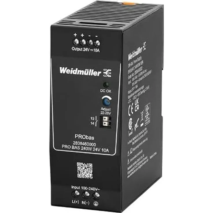 Weidmüller PRO BAS 240W, 24V DC Stromversorgung 10A mit Schraubanschluss, IP20, Montage auf Tragschiene – Bild 2