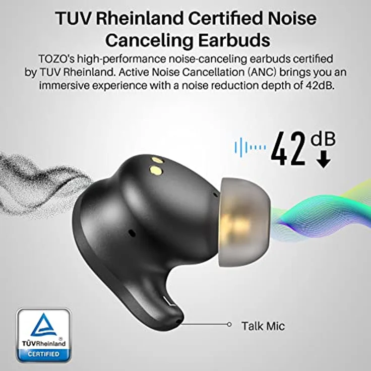 TOZO Golden X1 Kopfhörer Kabellos Bluetooth Balanced Armature Treiber und Hybrid Dynamik Treiber, OrigX Pro, LDAC & Hi-Res Audio Drahtlos, Umgebung & Aktive Geräuschunterdrückung Ohrhörer Schwarz – Bild 5