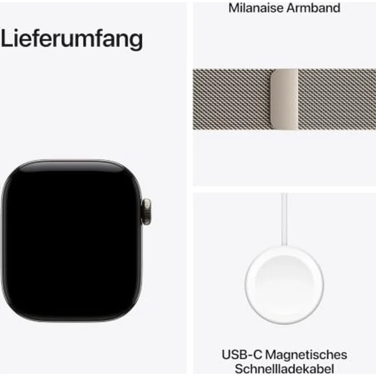 Apple Watch Series 12 Cellular 42mm, Aluminiumgehäuse mit Ceramic Shield 2, Natur Titan Case und Natur Milanaise Armband, leistungsstarker Gesundheits- und Fitness-Tracker – Bild 7