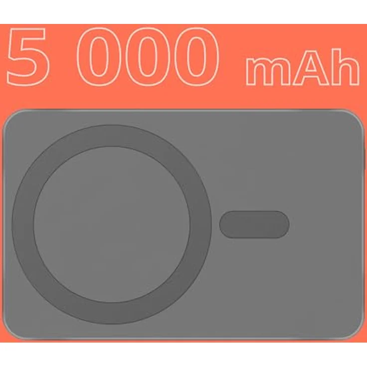 Kruger&Matz KM0911 Powerbank 5000 mAh MagSafe, grau, kabelloses und schnelles Laden, USB-C Anschluss, universell einsetzbar – Bild 8