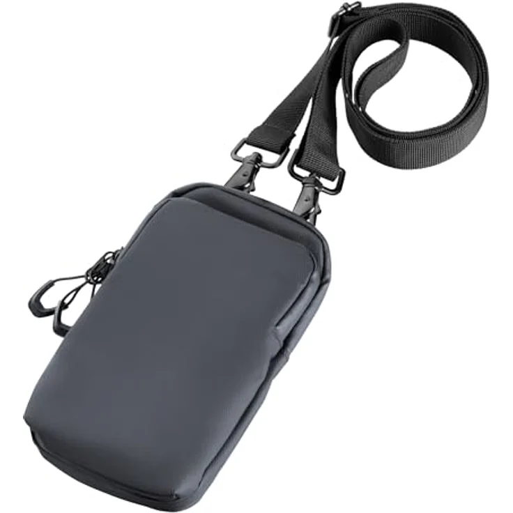 TROIKA BLUE CYCLE SMARTBAG, Handytasche zum Umhängen aus recyceltem Meeresplastik mit Kartenfach, verstellbarem Gurt und Karabiner, Dunkelgrau – Bild 3
