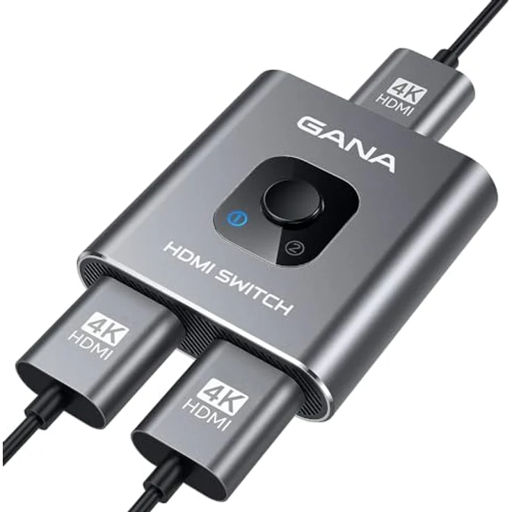 GANA HDMI-Splitter 4K, 2 in 1 oder 1 Eingang, 2 Ausgänge aus Aluminium, Plug and Play für TV, PC, Laptop, PS4, Xbox One – Bild 1