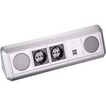 SO-TECH® Stereo Bluetooth Lautsprecher TOBO Soundbox mit 2 Schuko Steckdosen und zwei USB Ports zum Aufladen von Smartphones - Design trifft auf Funktion