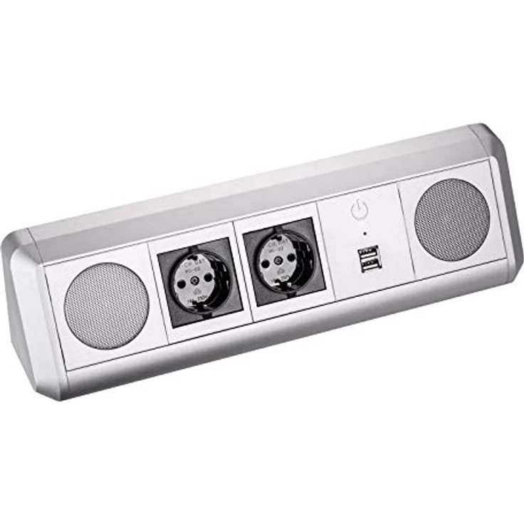 SO-TECH® Stereo Bluetooth Lautsprecher TOBO Soundbox mit 2 Schuko Steckdosen und zwei USB Ports zum Aufladen von Smartphones - Design trifft auf Funktion – Bild 1