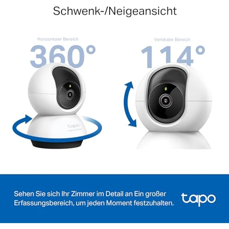 Tapo TP-Link C220 360°-WLAN-Überwachungskamera für den Innenbereich, 2K 4MP, IR Nachtsicht, Bewegungserkennung, Zwei-Wege-Audio, kompatibel mit Alexa und Google Assistant, für Babys/Haustiere – Bild 4