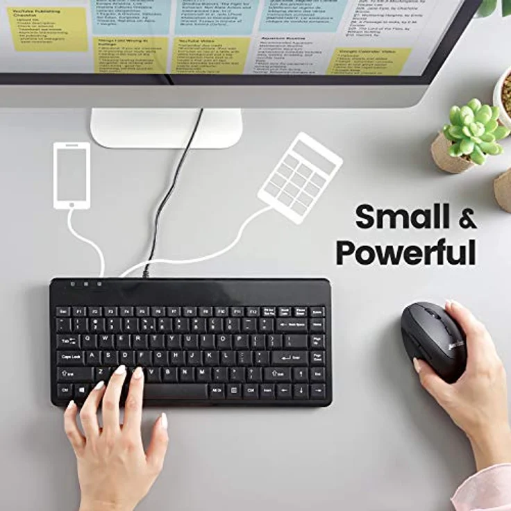 Perixx Tastatur mit USB Schwarz schwarz Mini – Bild 6
