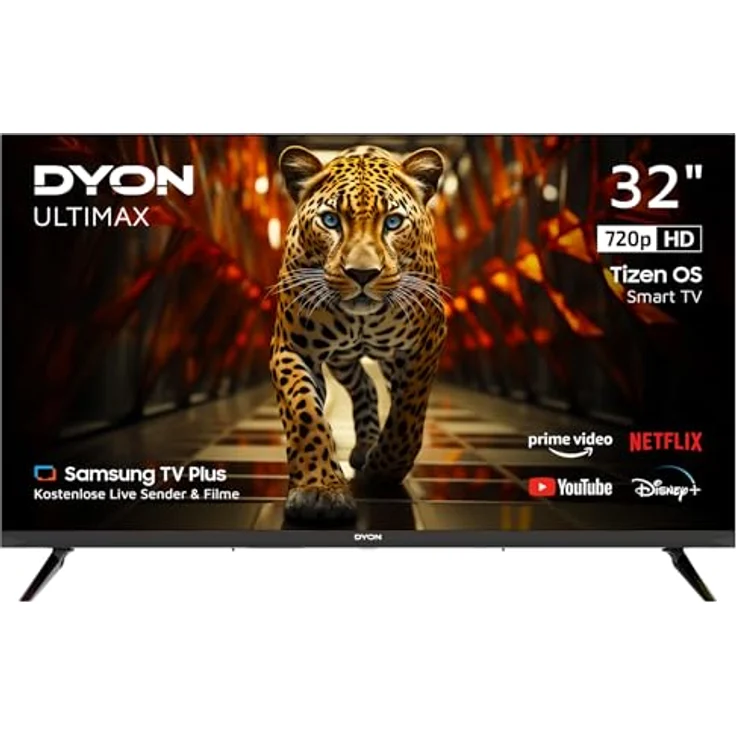 DYON ULTIMAX 32H-TI-W, 32 Zoll (80 cm) HD Smart TV mit Tizen OS, Triple Tuner (DVB-C/-S2/-T2), Samsung Smart Hub, Prime Video, Netflix, Disney+ [2025] – Bild 1
