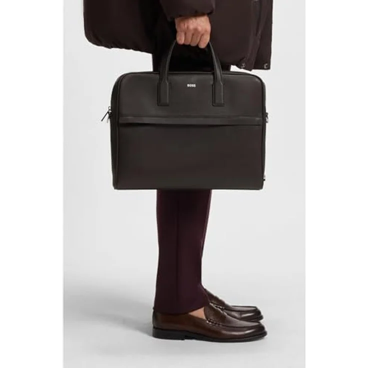 Boss Zair Aktentasche aus Leder, 40 cm mit Laptopfach, dunkelbraun – Bild 4