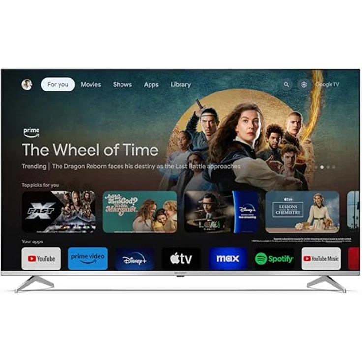 SHARP 55GP6260E Quantum Dot Google TV 139 cm (55 Zoll) 4K Ultra HD QLED Google TV (Smart TV ohne Rahmen, Dolby Atmos, Dolby Vision, HDMI 2.1 mit eARC) in schwarz – Bild 2