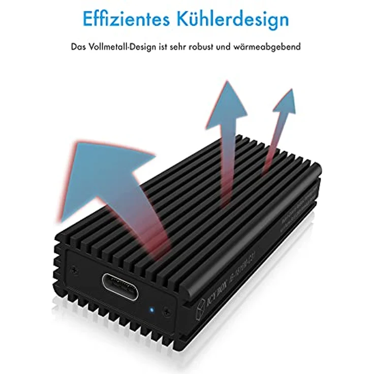 ICY BOX M.2 NVMe SSD Gehäuse, USB-C 3.1 Anschluss (Gen2, 10 Gbit-s), PCIe M-Key, Aluminium, schwarz – Bild 2