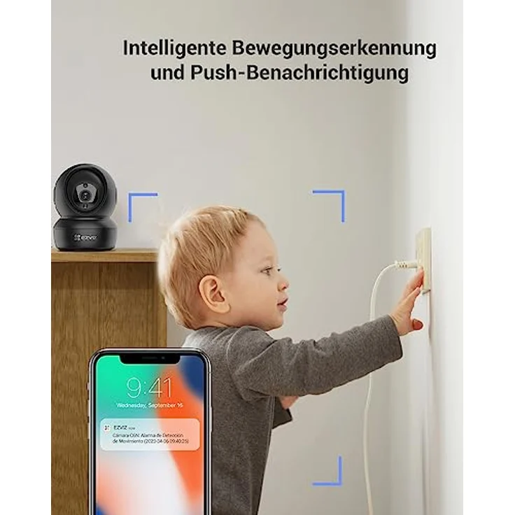 EZVIZ C6N, 2MP WLAN IP Kamera mit Bewegungserfolgung, Zwei-Wege-Audio, IR Nachtsicht, 1080p, schwarz, kompatibel mit Alexa – Bild 3