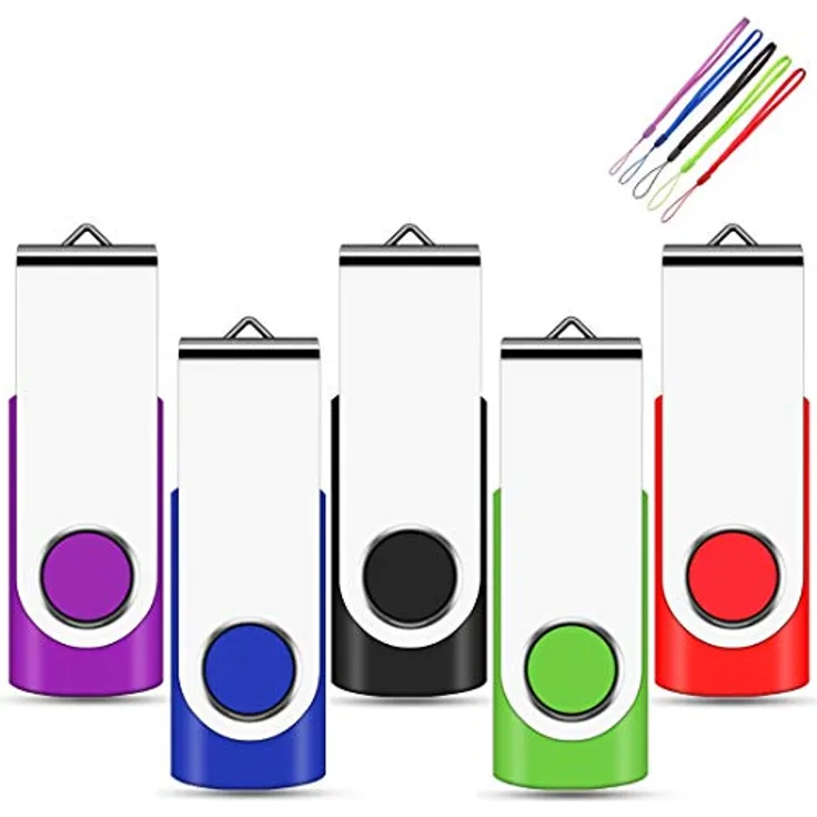 EASTBULL 8GB USB Stick, 5er Set Mehrfarbige USB 2.0 Speichersticks mit 360° Drehmechanismus und Schlüsselring