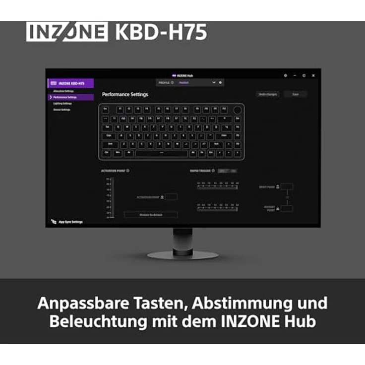 SONY INZONE KBD-H75, Gaming Tastatur mit magnetischen Schaltern, 8000 Hz Abtastrate, kabelgebunden, schwarz – Bild 9