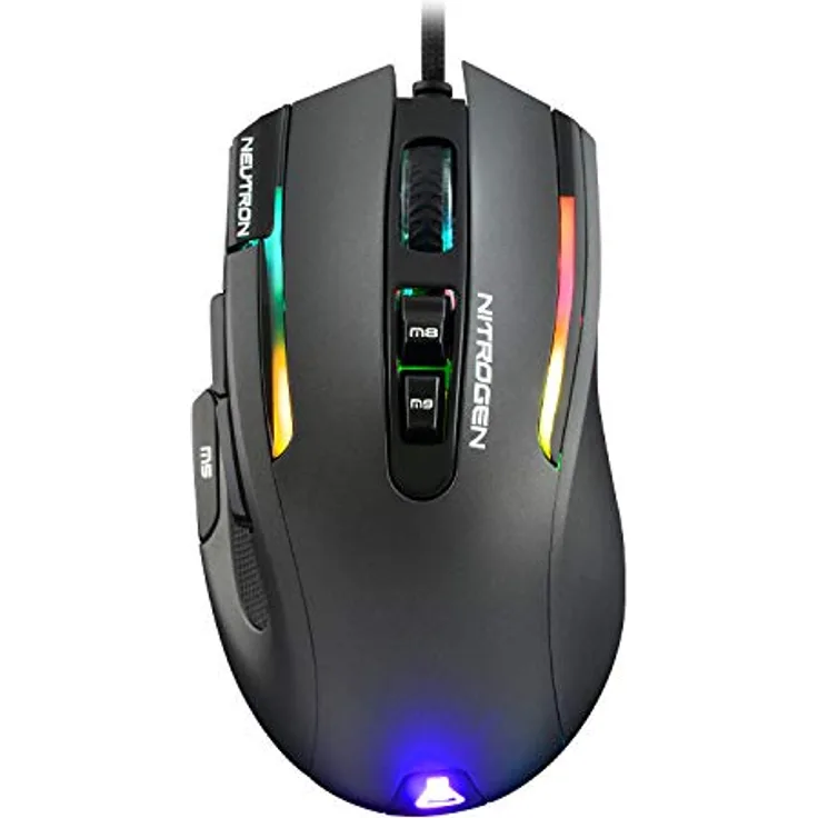 THE G-LAB Kult Nitrogen Neutron Hochpräzise kabelgebundene Gaming-Maus - Optischer Sensor mit 7200 DPI, RGB, 9 Programmierbare Tasten, Ultraleicht, MOBA/FPS Ideal – PC / PS5 / Xbox One - Schwarz