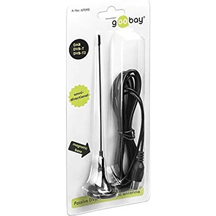DVB-T Antenne passiv (3 dB) mit Magnetfuß für DVB-T2 HD - DVB-T - DAB Empfang – Bild 2