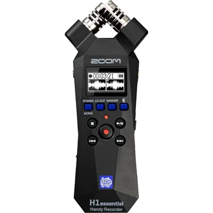 Zoom H1essential Mobiler Stereo Audio-Recorder, 32-Bit-Float-Aufnahme, XY-Mikrofone, USB-C Anschluss, OLED-Display