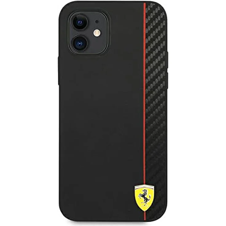 Ferrari On Track Carbon Stripe Hülle für iPhone 12 mini - Schwarz, langlebig mit carbon-texturiertem Design und Ferrari-Logo – Bild 3