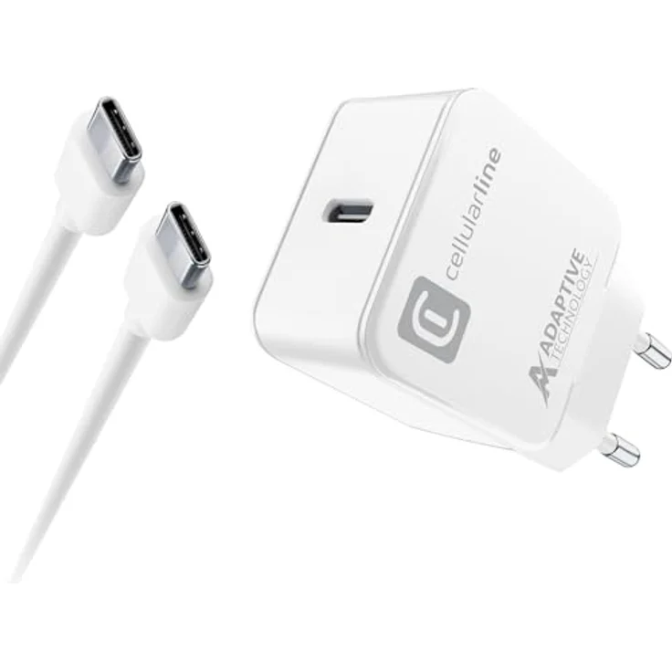 cellularline | USB-C Charger Kit 15W | USB-C-Ladegerät für Samsung – 15 W maximale Ausgangsleistung, 1 m – Weiß – Bild 2