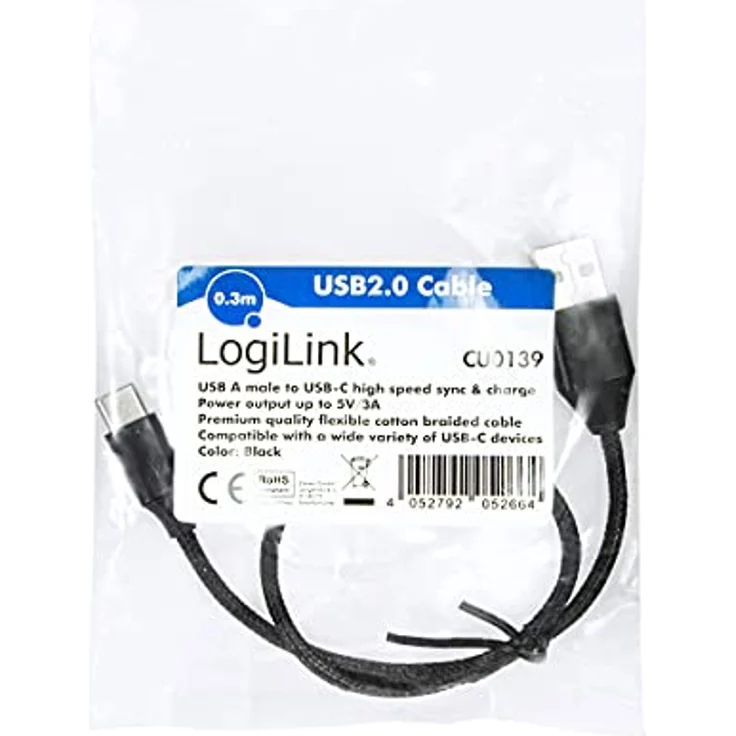 LogiLink - USB-Kabel - USB-C (M) bis USB (M) - USB 2.0 - 5 V - 3 A - 30 cm - Schwarz – Bild 8