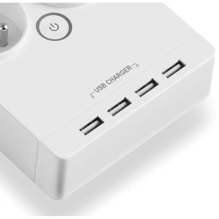 huslog Erweiterungsleiste mit USB-Eingang, 2 Steckdosen und 4 USB-Anschlüsse, kompaktes Design, 1,5 m Kabel, sicherer Betrieb – Bild 5