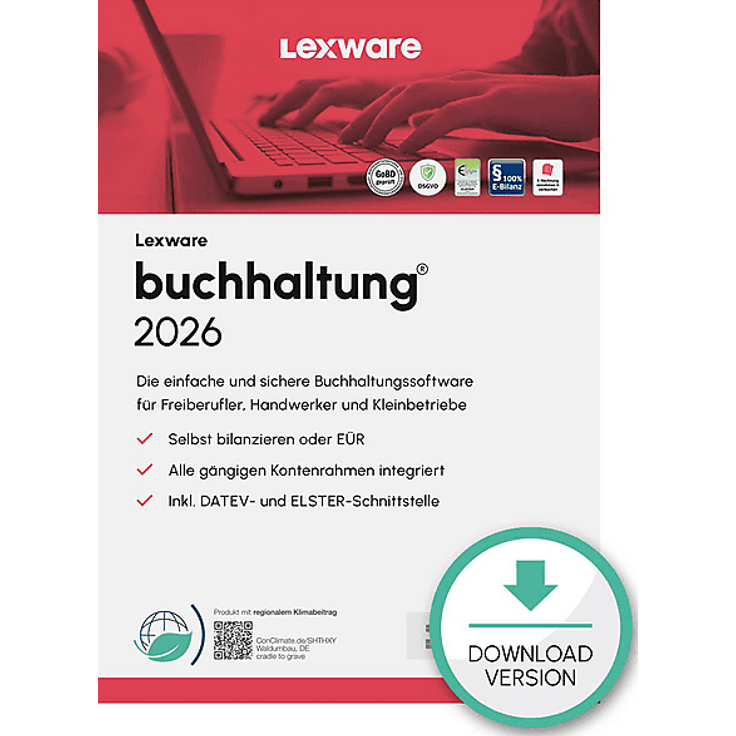 LEXWARE BUCHHALTUNG 2026 (365-TAGE) - Buchführungssoftware mit integrierten Vorlagen, Onlinebanking und DATEV-Schnittstelle für effizientes Rechnungswesen