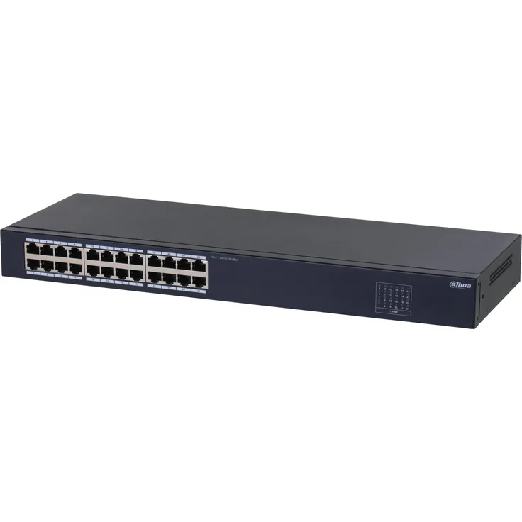 Dahua SWITCH IT DH-SF1024, 24-Port Unmanaged Ethernet Switch, lüfterloses Design, schwarz