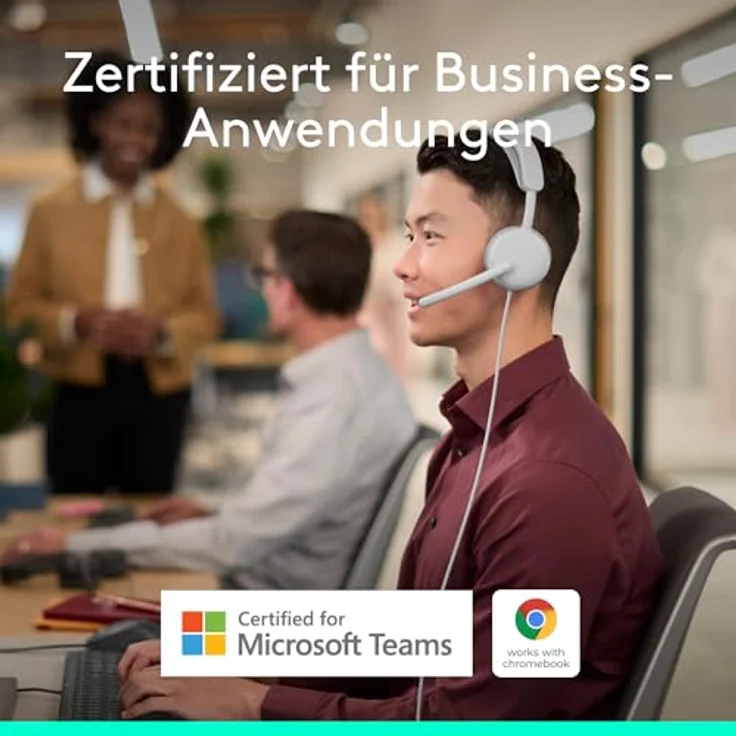 Logitech Zone Wireless 2 ES for Business, Kabelloses Headset mit Geräuschunterdrückung und Adaptive Hybrid ANC, Bluetooth, USB-C und USB-A, Zertifiziert für Microsoft Teams – Grauweiß – Bild 2