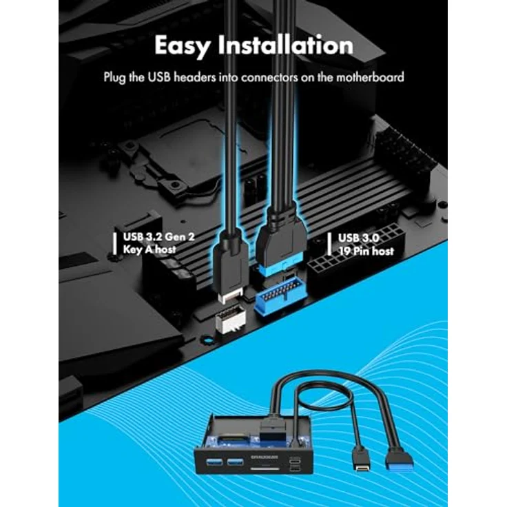 Graugear Multi Frontblende mit USB Hub + Kartenleser, für 3,5 Zoll Montageschächte, grau – Bild 7