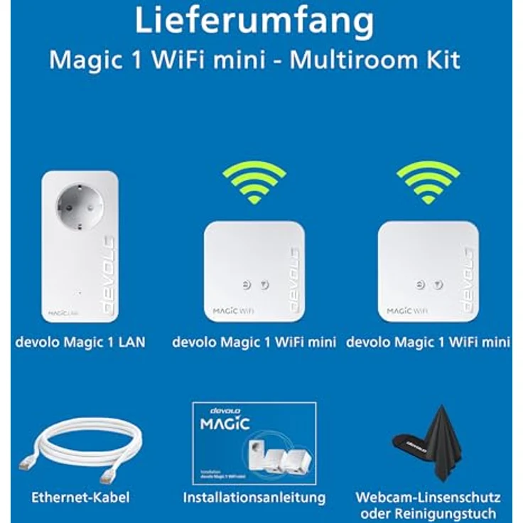 devolo Magic 1 1200 WiFi mini Multiroom Kit: Kompaktes Set mit 3 Powerline-Adaptern, für raumübergreifendes WLAN (1200 Mbit-s, 2x Fast-Ethernet LAN-Anschlüsse, Mesh-WLAN, G.hn) – Bild 8